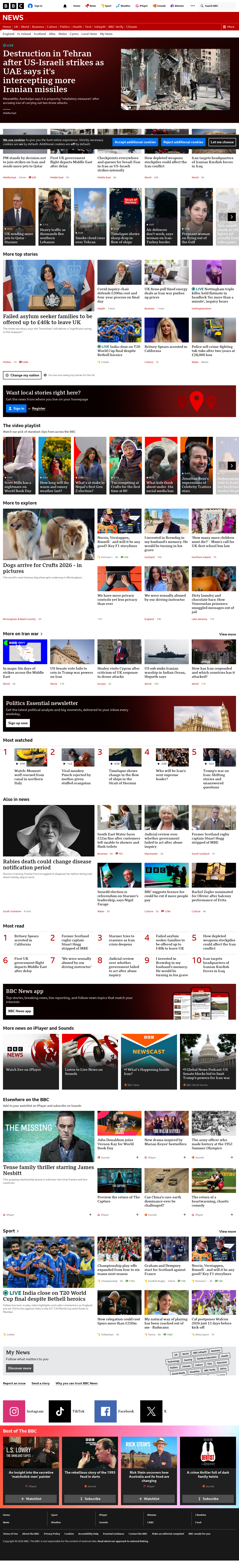 Latest BBC News snapshot