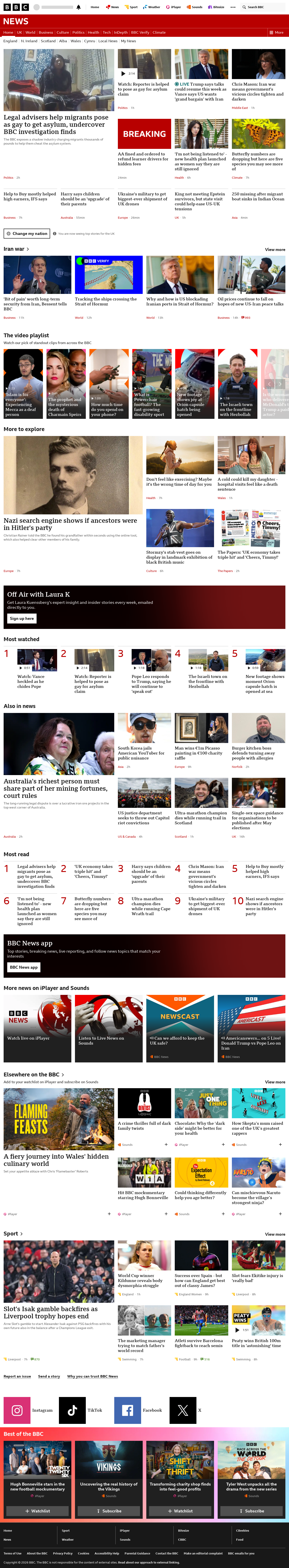 BBC News snapshot from Wednesday, 15 April 2026 at 07:00