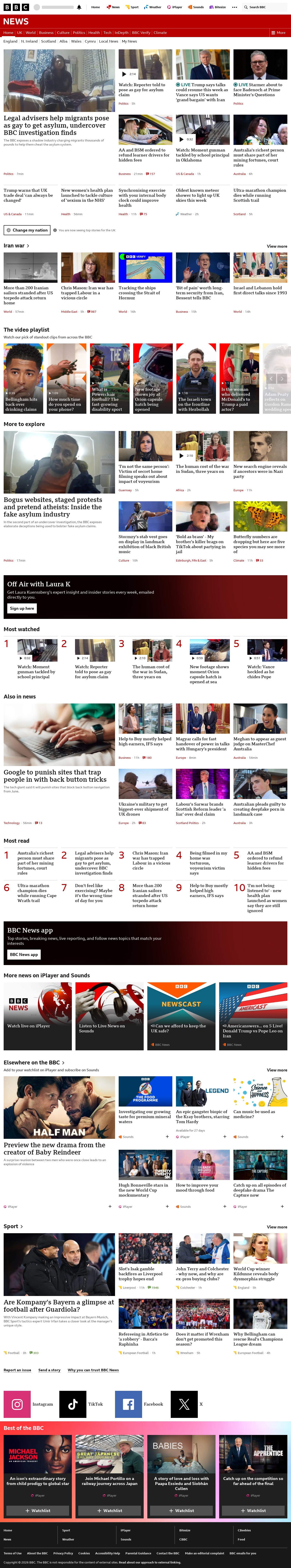 BBC News snapshot from Wednesday, 15 April 2026 at 11:00