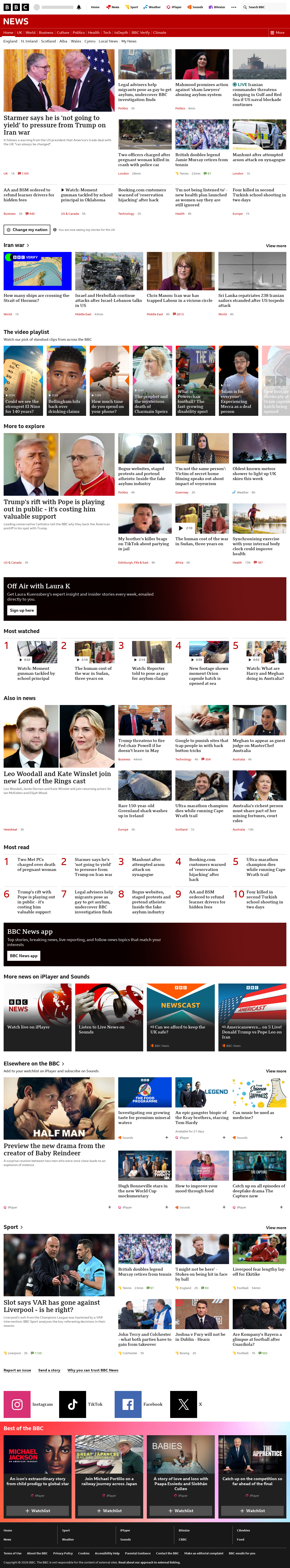 Latest BBC News snapshot