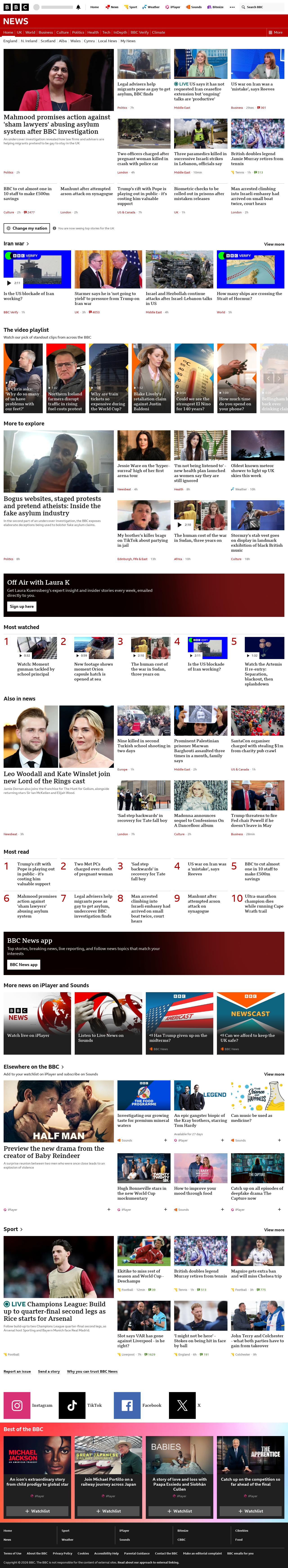 BBC News snapshot from Wednesday, 15 April 2026 at 19:00