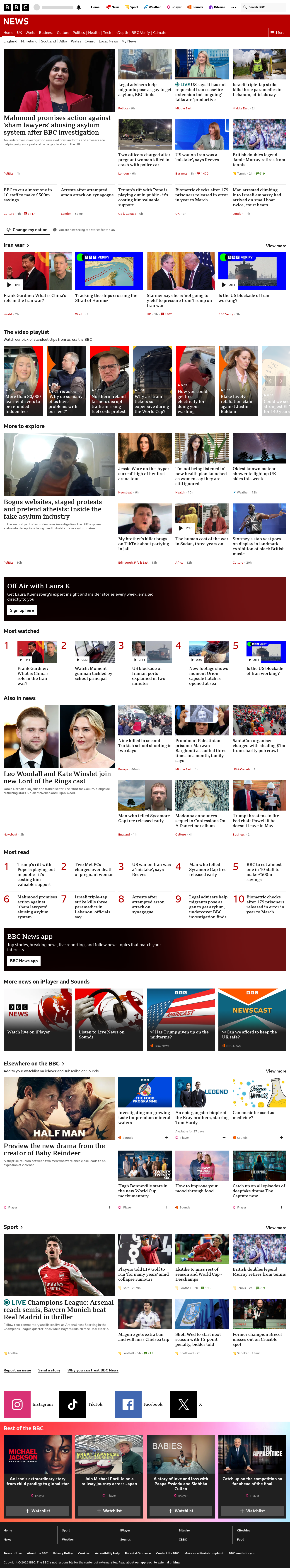 BBC News snapshot from Wednesday, 15 April 2026 at 21:00