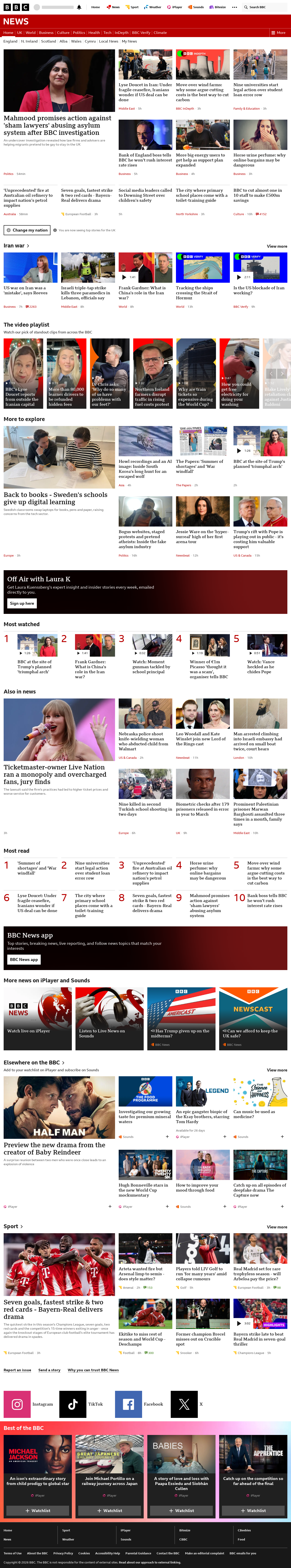 BBC News snapshot from Thursday, 16 April 2026 at 03:00