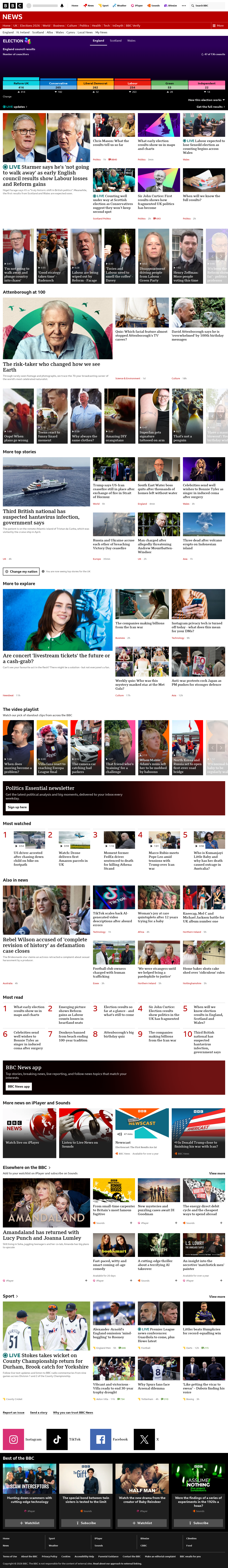 BBC News snapshot from Friday, 8 May 2026 at 11:00