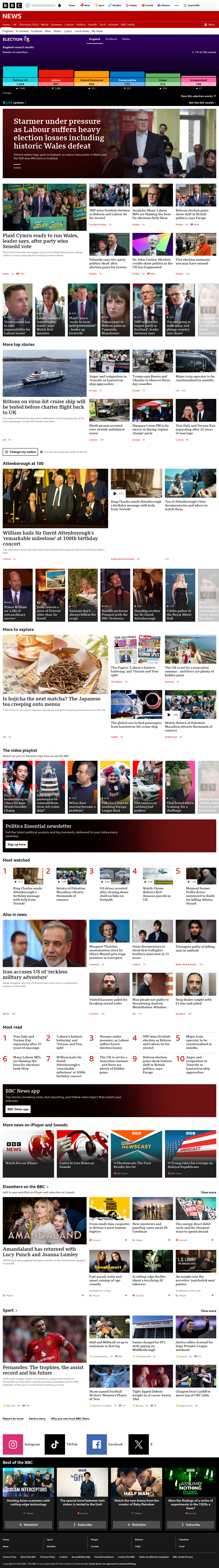 BBC News snapshot from Saturday, 9 May 2026 at 03:00