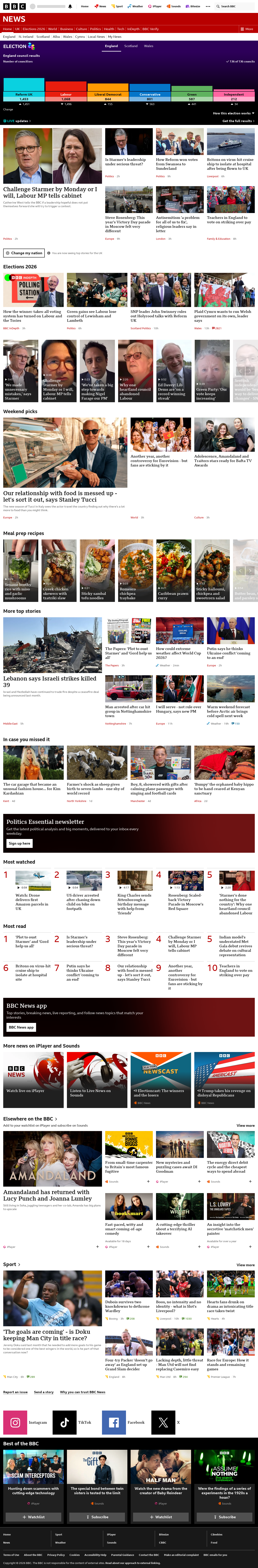 BBC News snapshot from Sunday, 10 May 2026 at 03:00