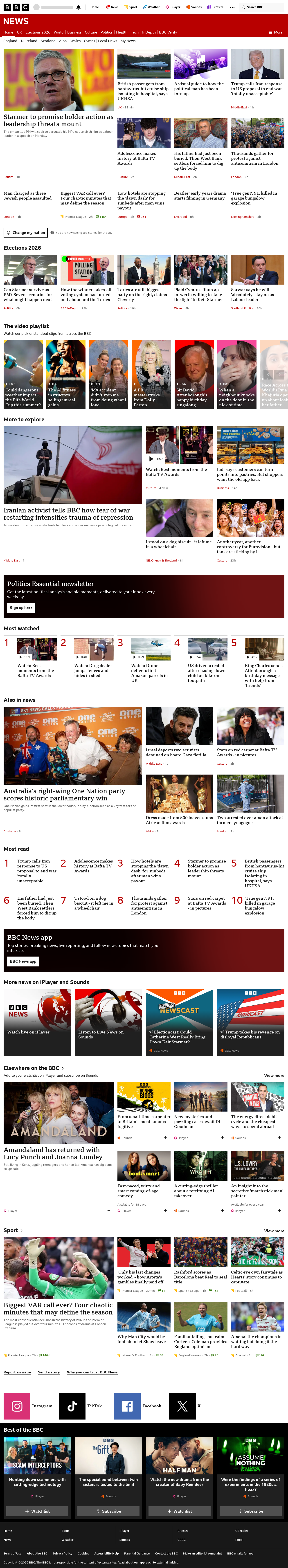 BBC News snapshot from Sunday, 10 May 2026 at 23:00