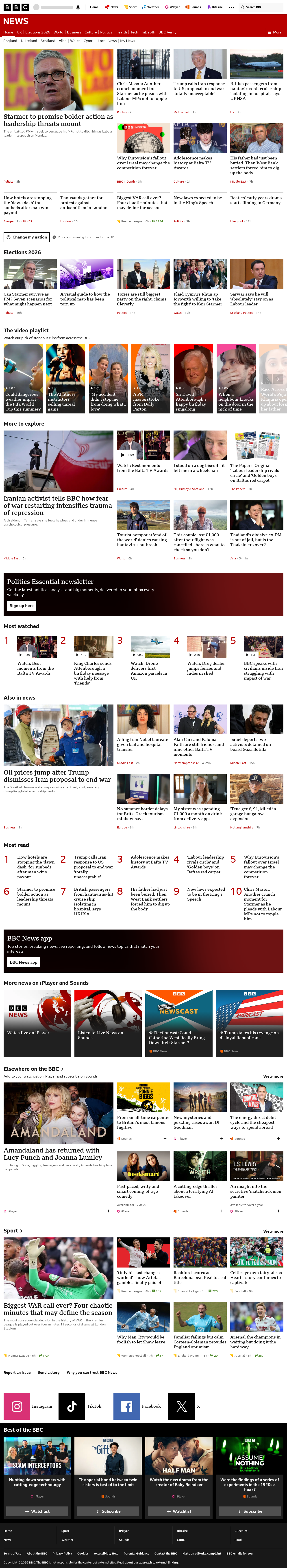 BBC News snapshot from Monday, 11 May 2026 at 03:00