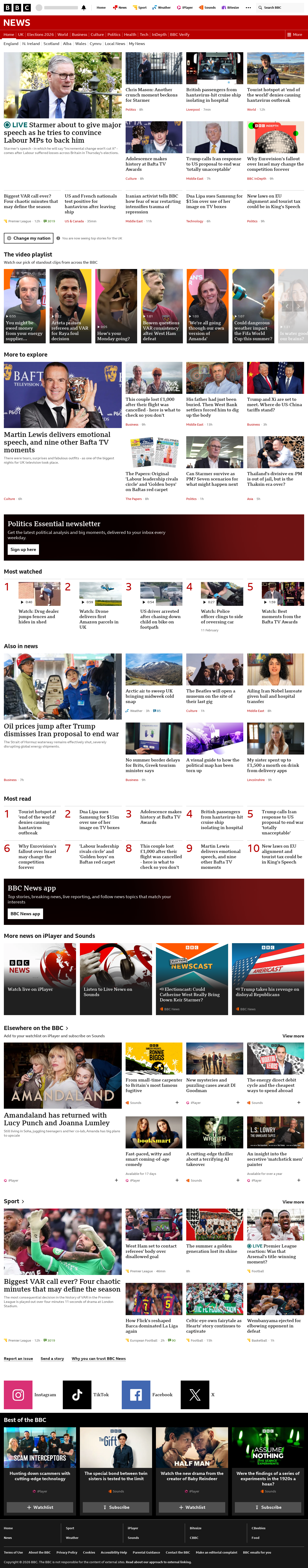 BBC News snapshot from Monday, 11 May 2026 at 09:00