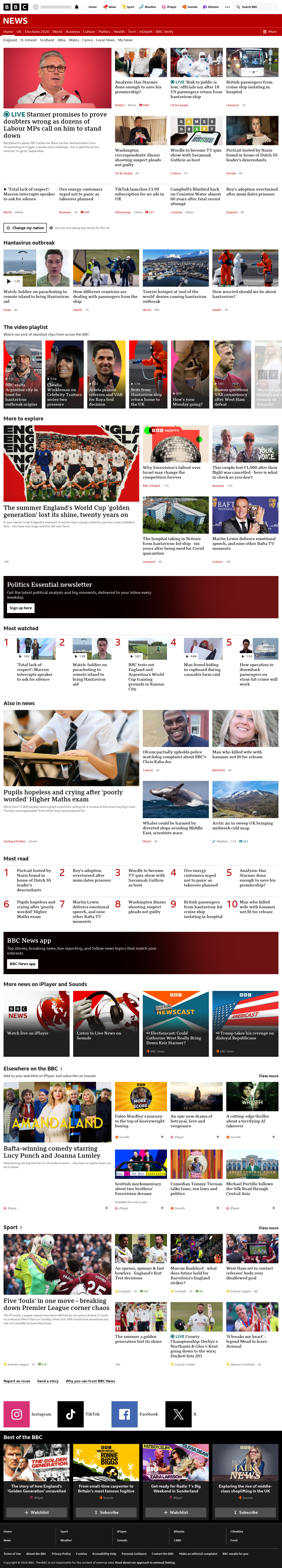 BBC News snapshot from Monday, 11 May 2026 at 17:00