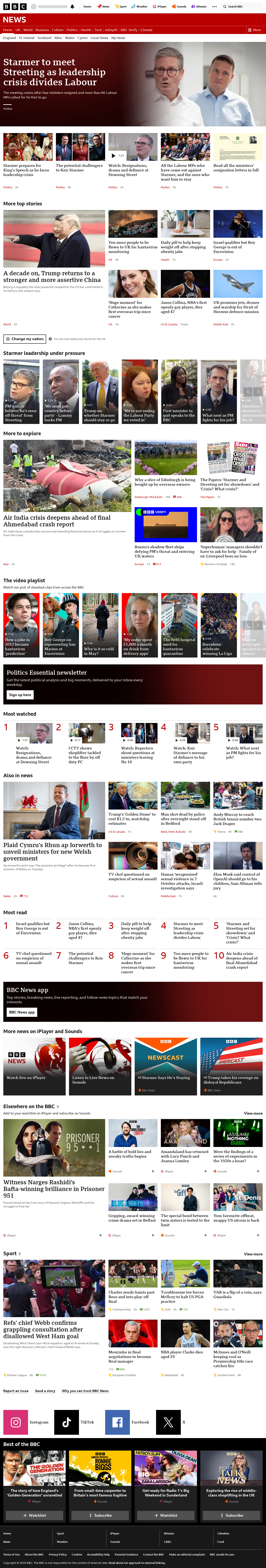 BBC News snapshot from Wednesday, 13 May 2026 at 01:00