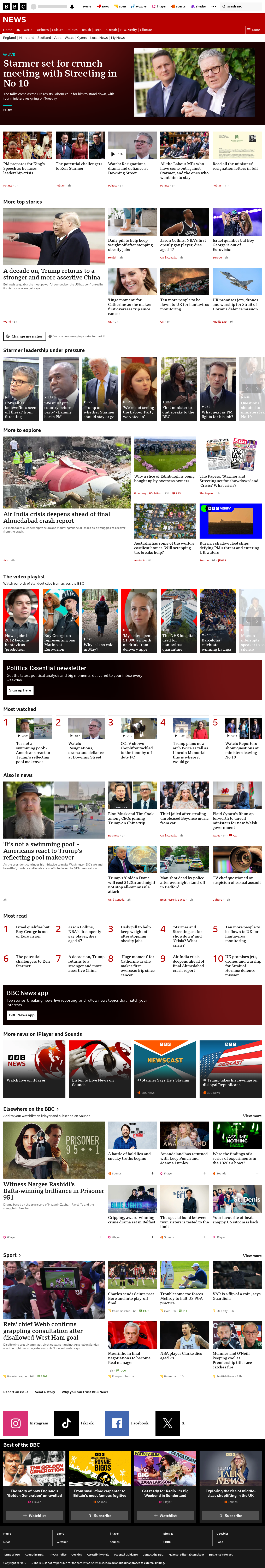 BBC News snapshot from Wednesday, 13 May 2026 at 05:00