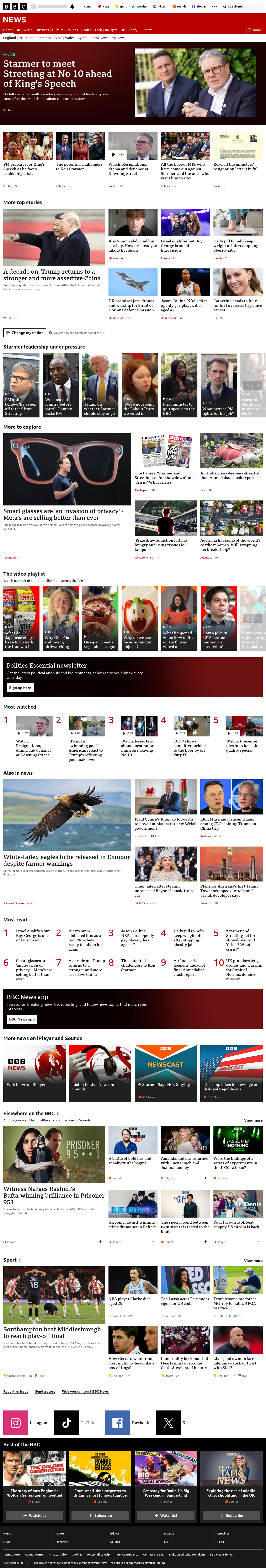 BBC News snapshot from Wednesday, 13 May 2026 at 07:00