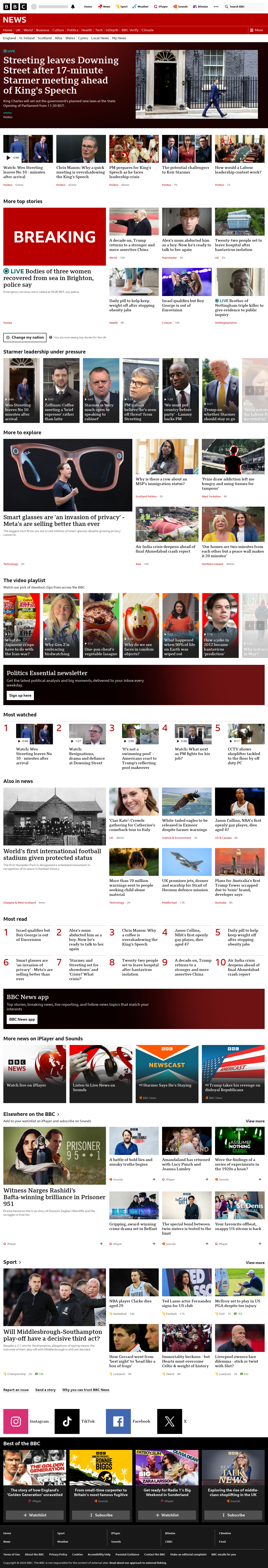 BBC News snapshot from Wednesday, 13 May 2026 at 09:00