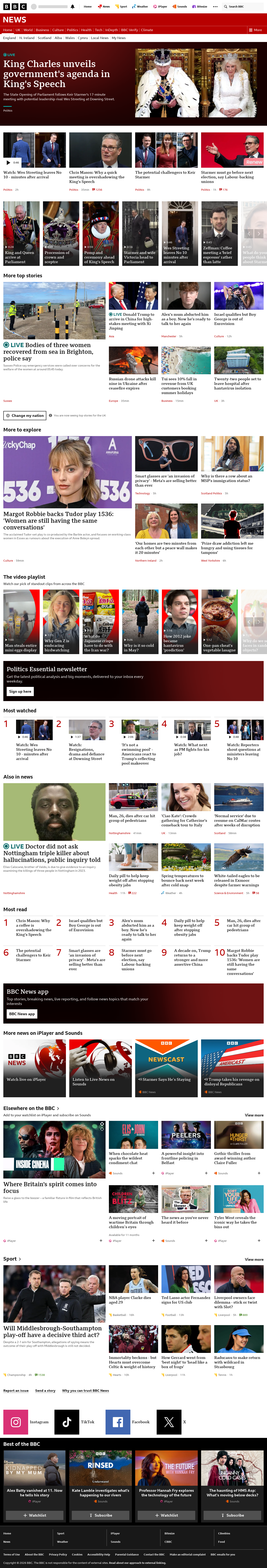 BBC News snapshot from Wednesday, 13 May 2026 at 11:00
