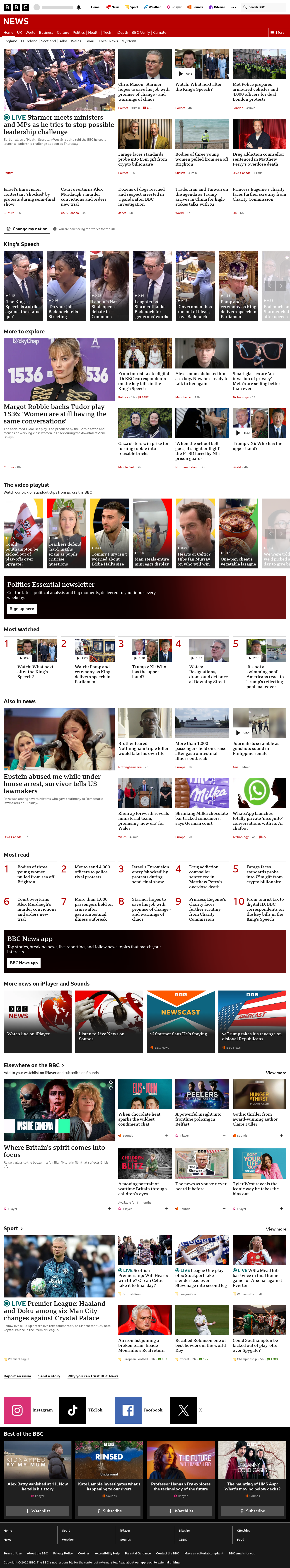 BBC News snapshot from Wednesday, 13 May 2026 at 19:00