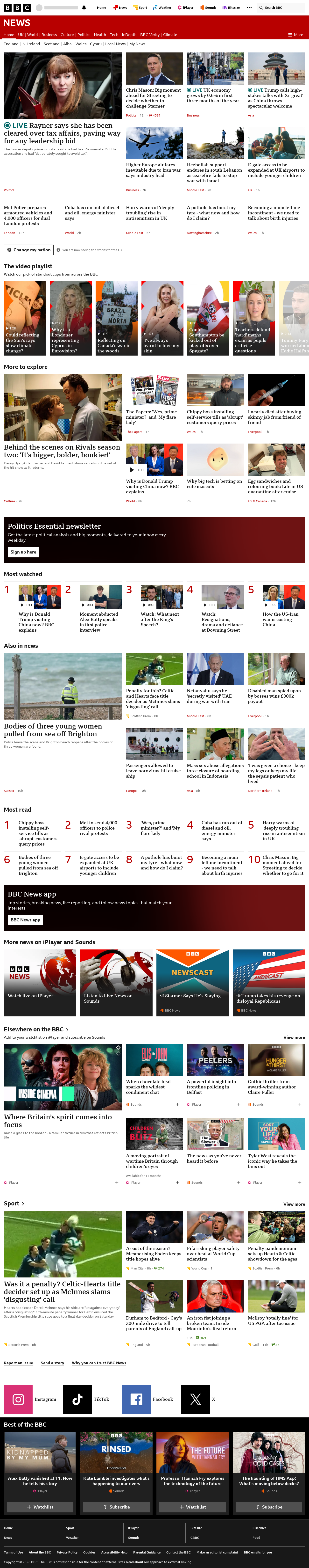 BBC News snapshot from Thursday, 14 May 2026 at 07:00
