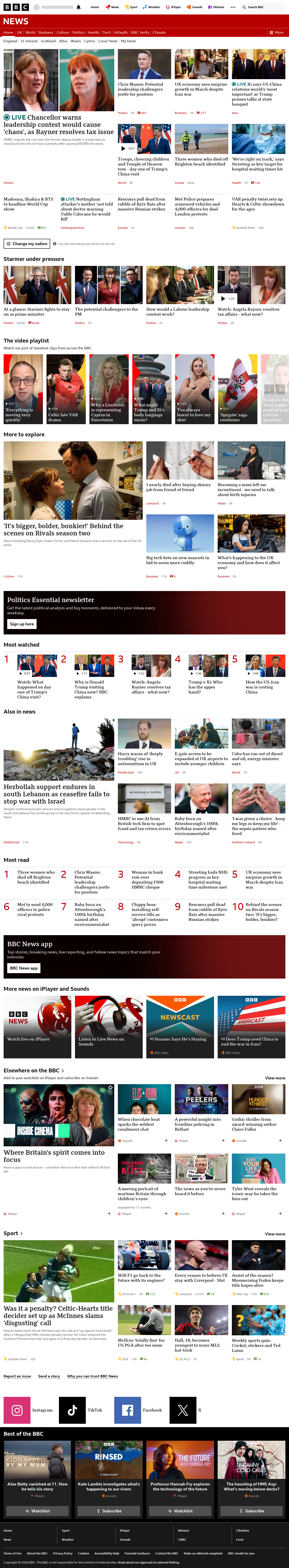 BBC News snapshot from Thursday, 14 May 2026 at 11:00