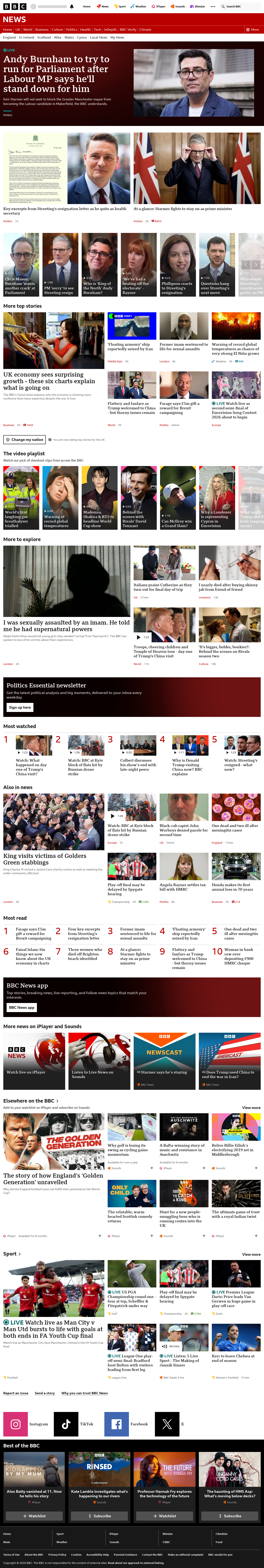 BBC News snapshot from Thursday, 14 May 2026 at 19:00
