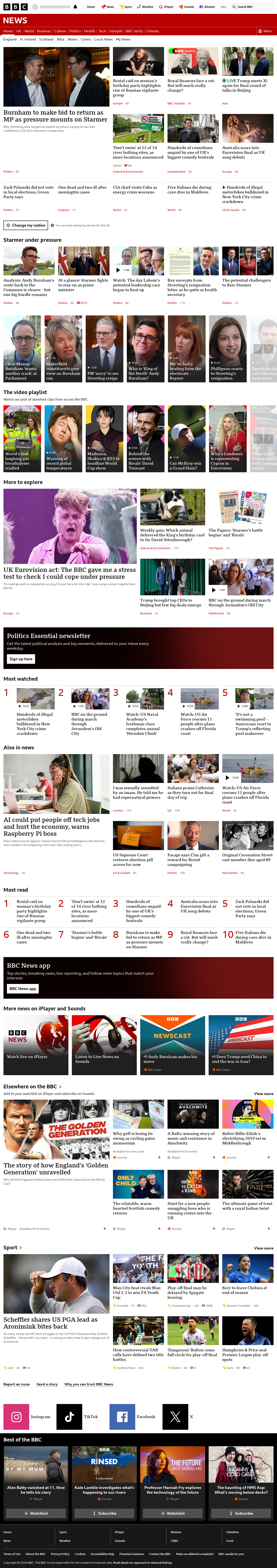 BBC News snapshot from Friday, 15 May 2026 at 05:00