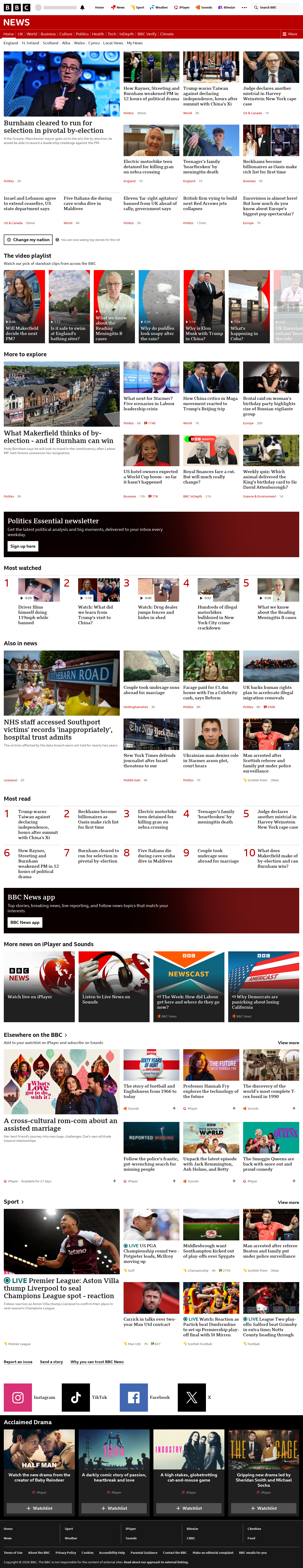 BBC News snapshot from Friday, 15 May 2026 at 21:00