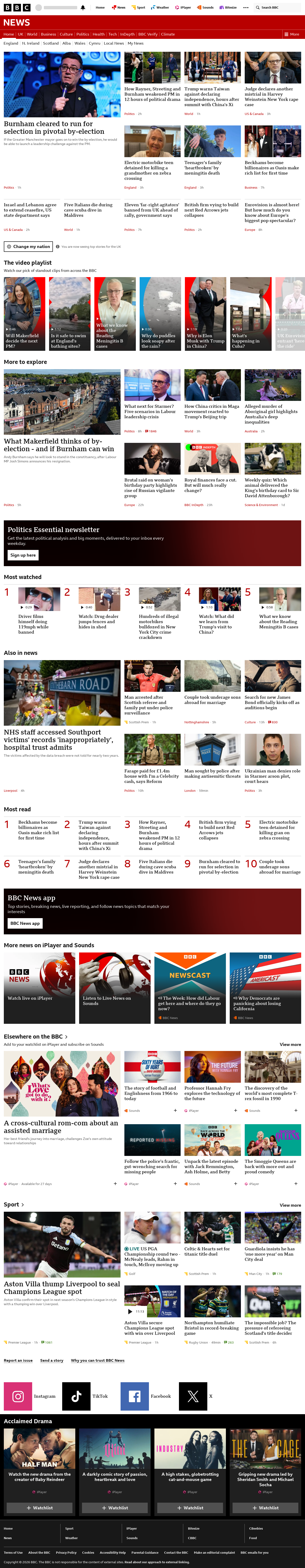 BBC News snapshot from Friday, 15 May 2026 at 23:00