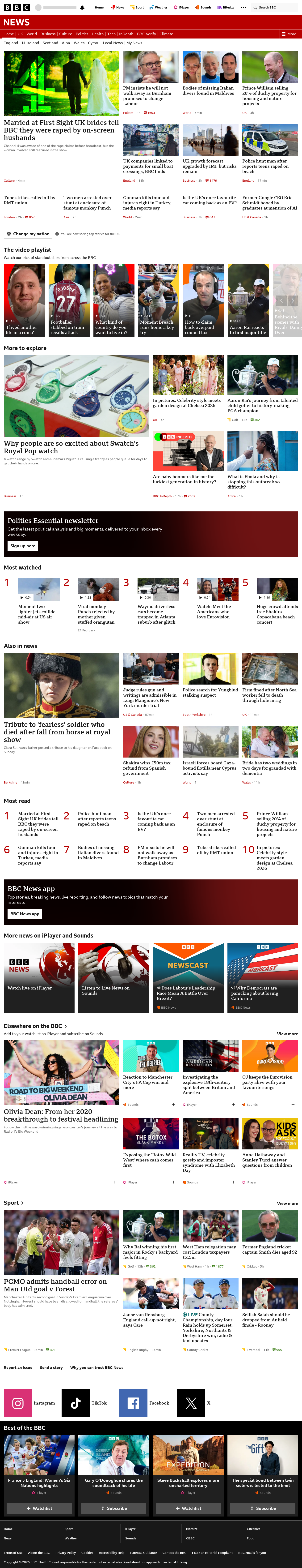 BBC News snapshot from Monday, 18 May 2026 at 17:00