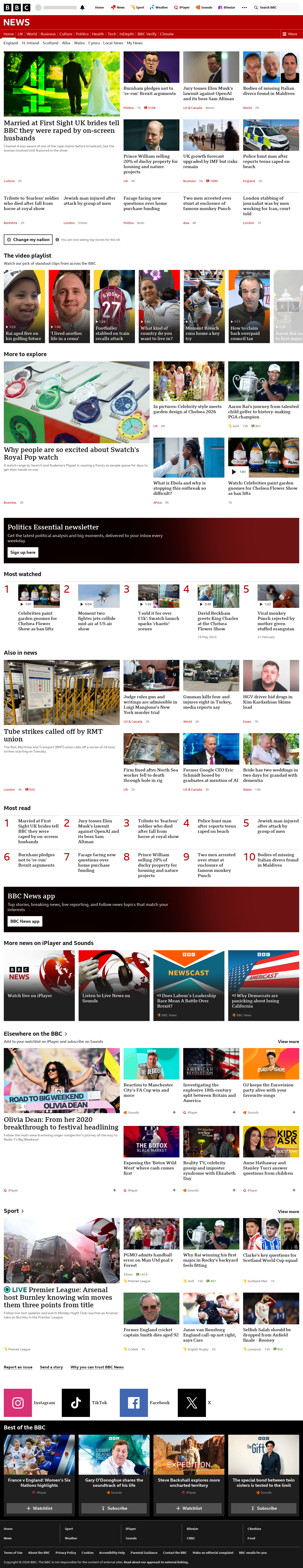 BBC News snapshot from Monday, 18 May 2026 at 19:00