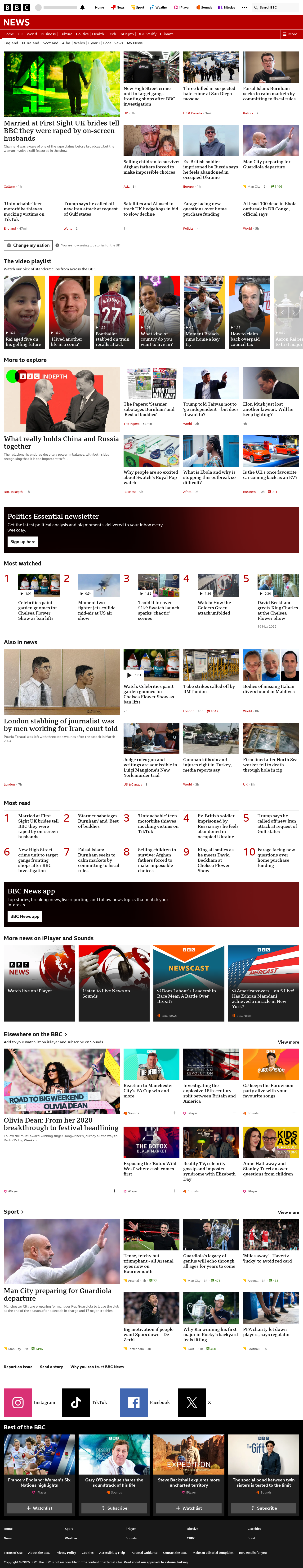 BBC News snapshot from Tuesday, 19 May 2026 at 01:00