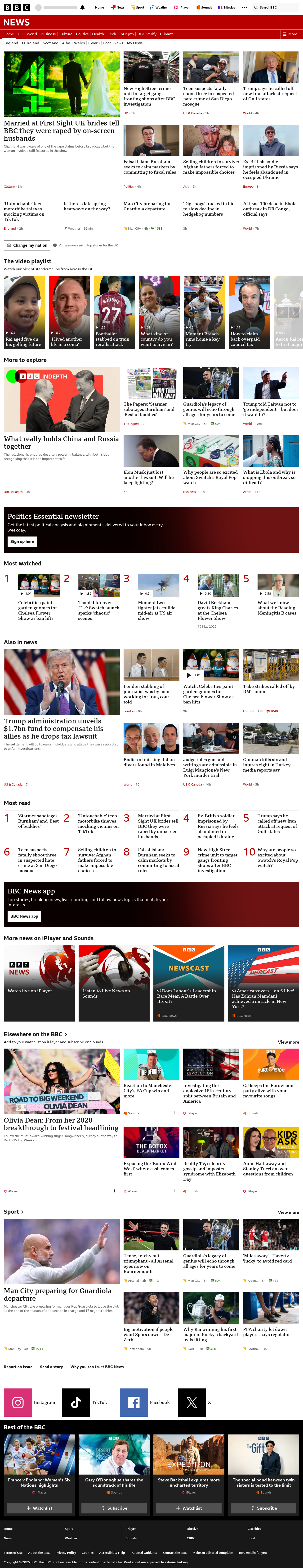 BBC News snapshot from Tuesday, 19 May 2026 at 03:00
