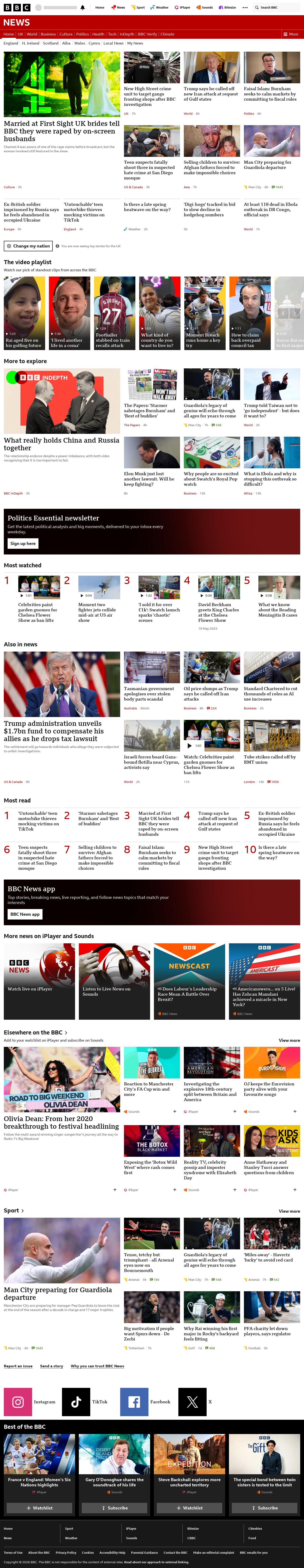 BBC News snapshot from Tuesday, 19 May 2026 at 05:00