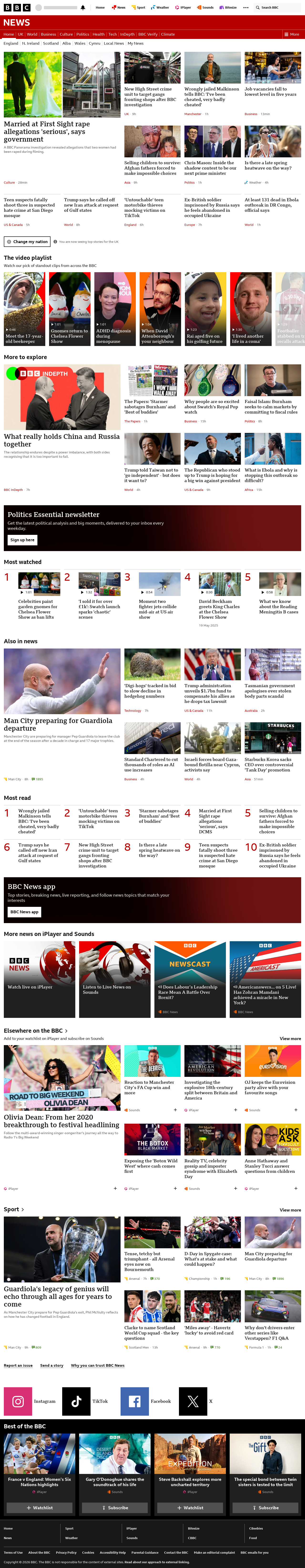 BBC News snapshot from Tuesday, 19 May 2026 at 07:00