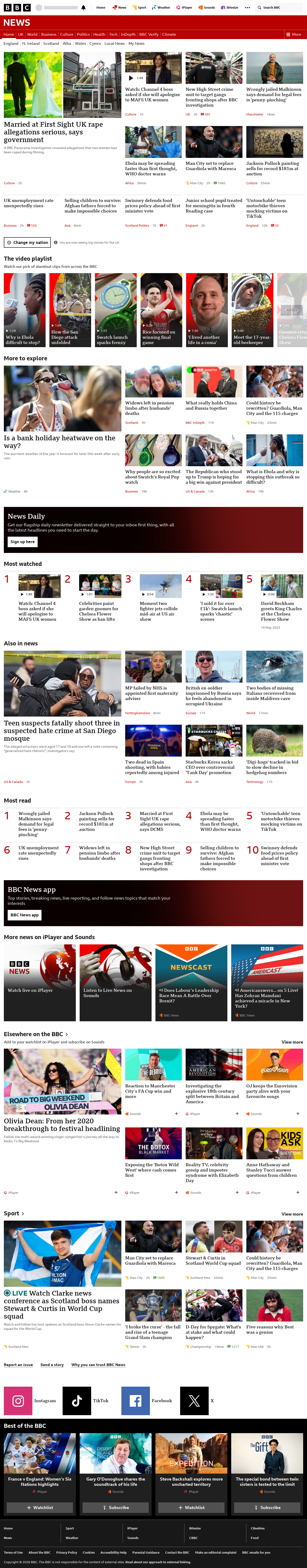 BBC News snapshot from Tuesday, 19 May 2026 at 11:00
