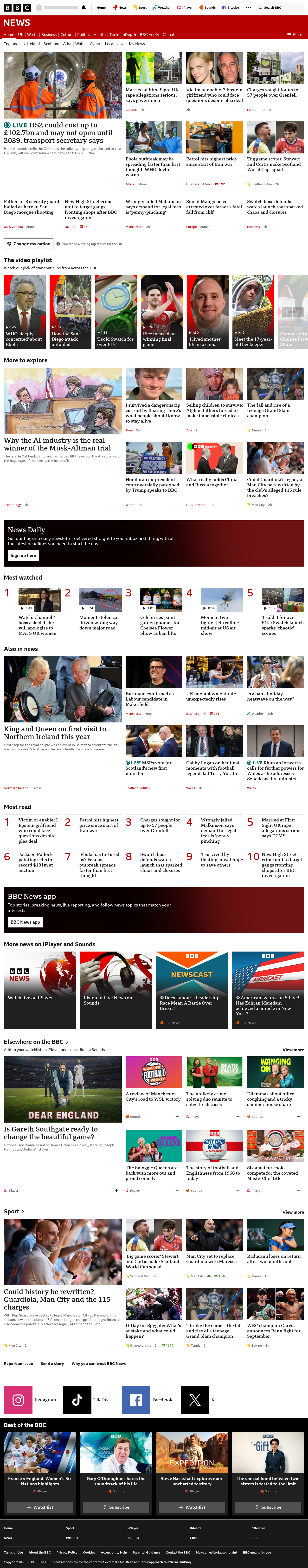 BBC News snapshot from Tuesday, 19 May 2026 at 13:00