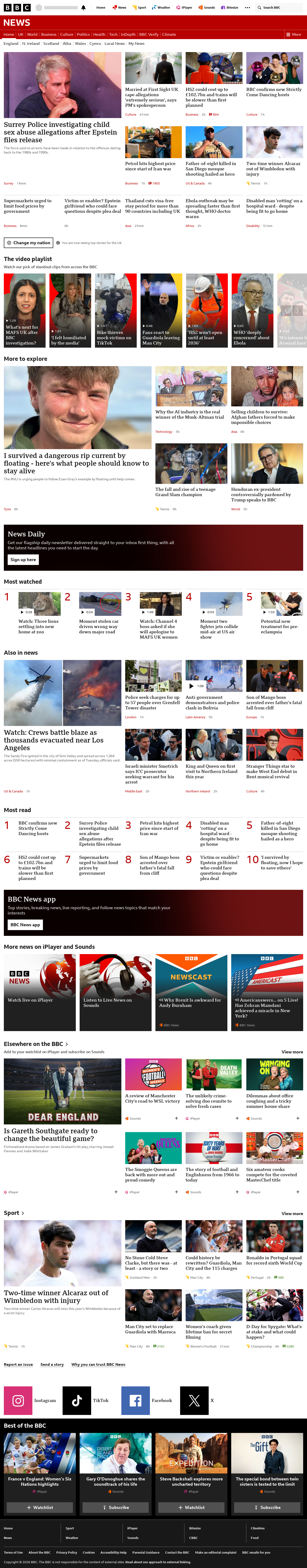 BBC News snapshot from Tuesday, 19 May 2026 at 17:00