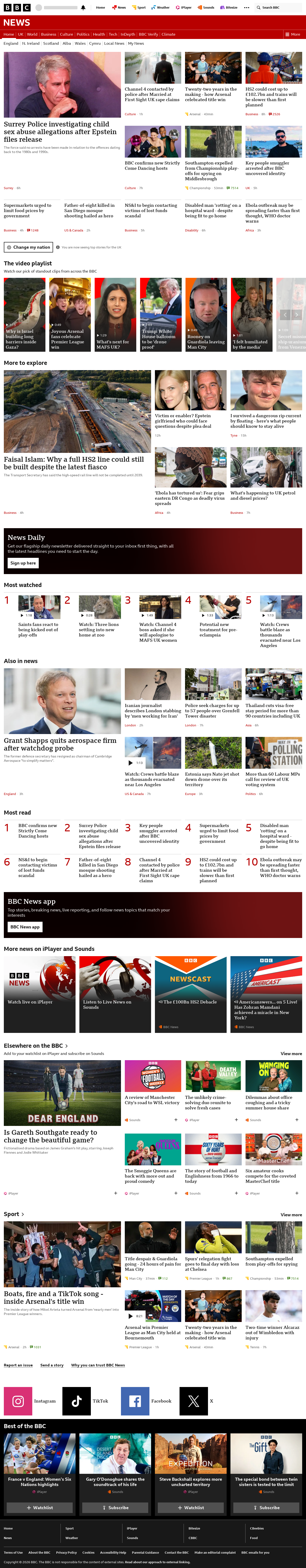 BBC News snapshot from Tuesday, 19 May 2026 at 23:00