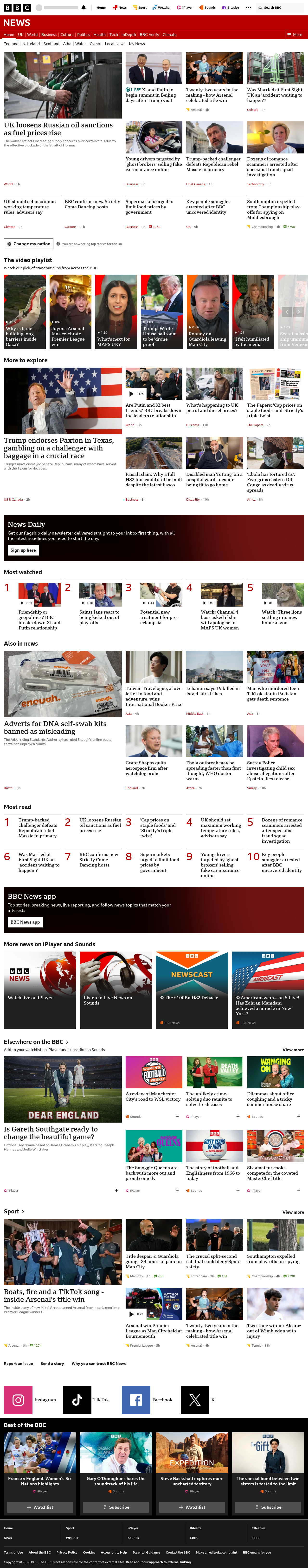 BBC News snapshot from Wednesday, 20 May 2026 at 03:00