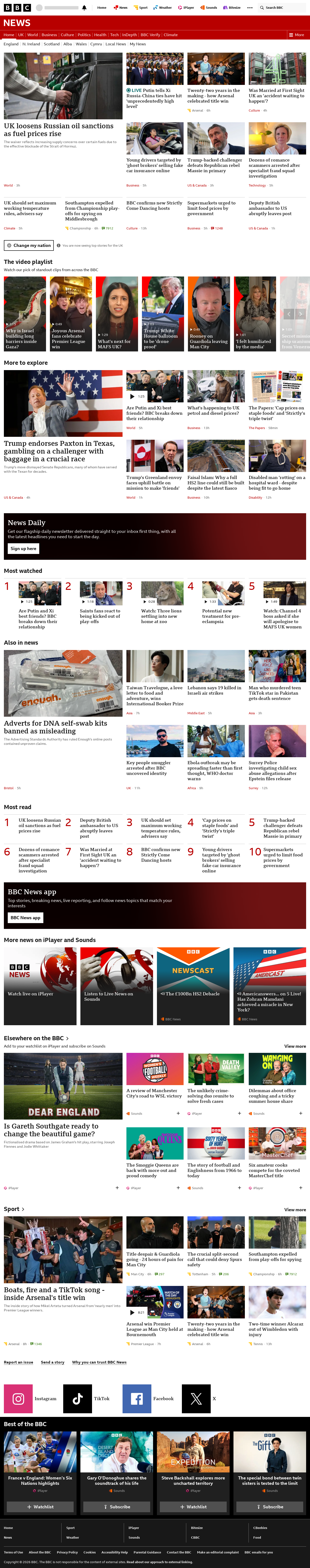 BBC News snapshot from Wednesday, 20 May 2026 at 05:00