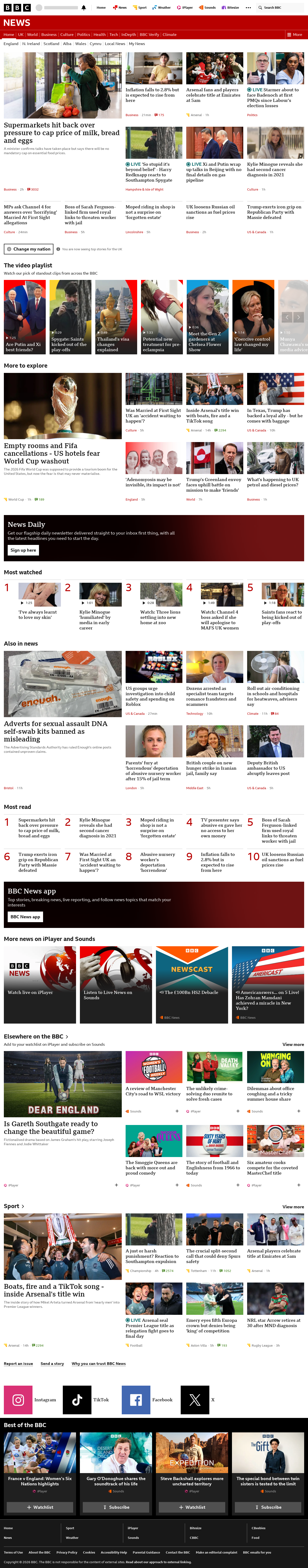 BBC News snapshot from Wednesday, 20 May 2026 at 11:00