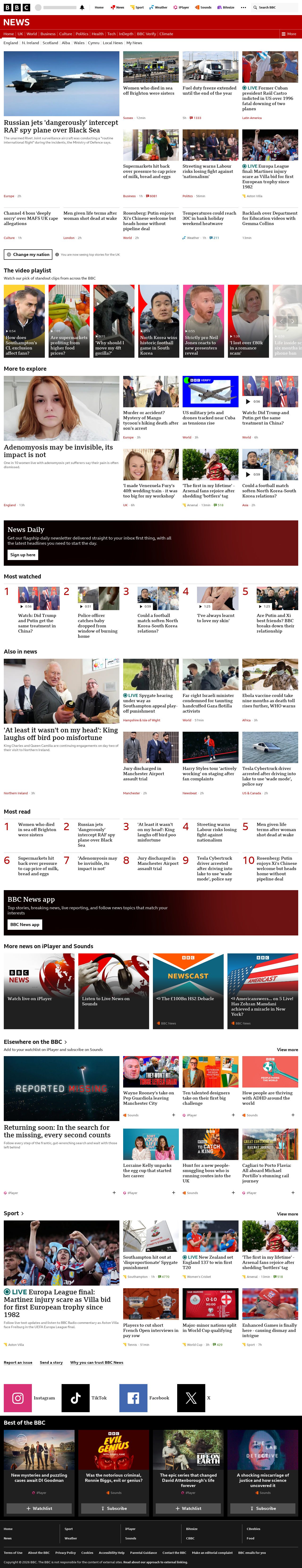 BBC News snapshot from Wednesday, 20 May 2026 at 19:00