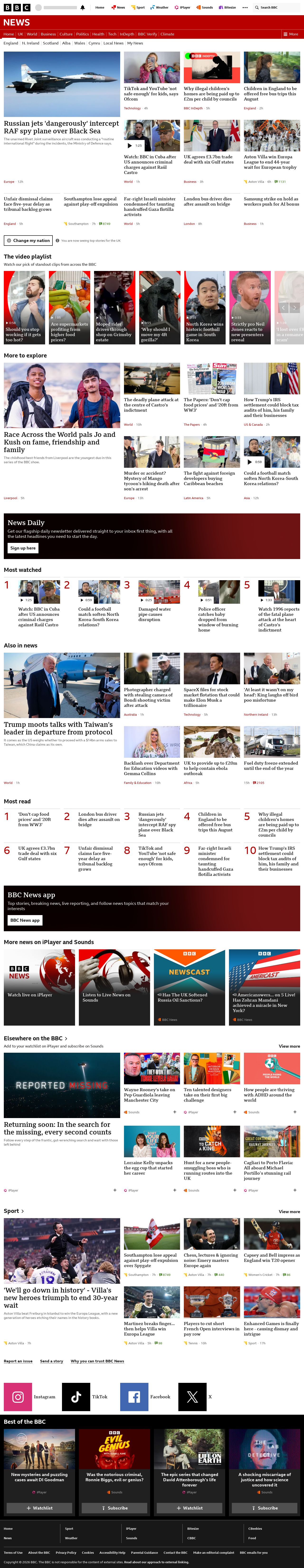 BBC News snapshot from Thursday, 21 May 2026 at 05:00