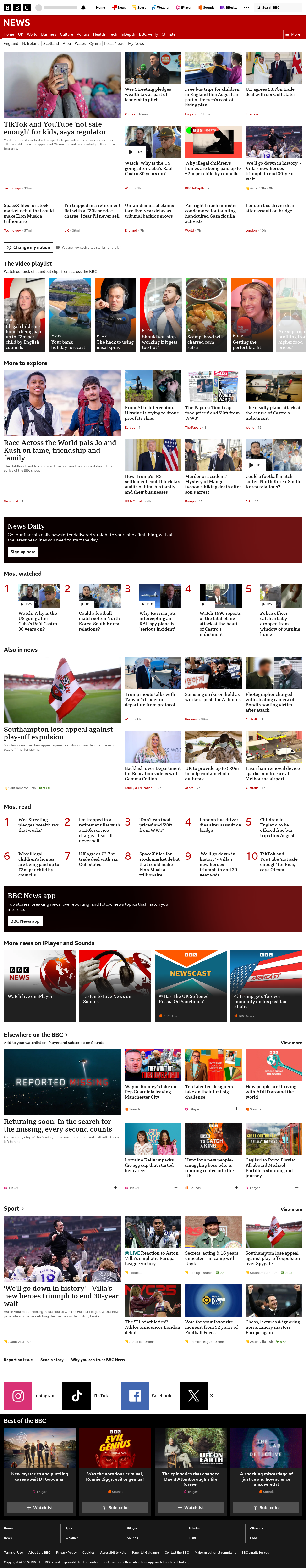 BBC News snapshot from Thursday, 21 May 2026 at 07:00
