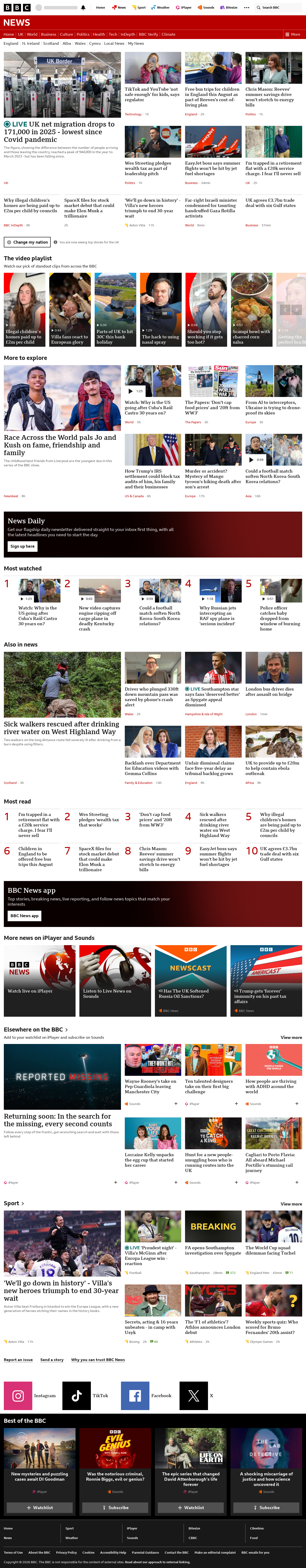 BBC News snapshot from Thursday, 21 May 2026 at 09:00