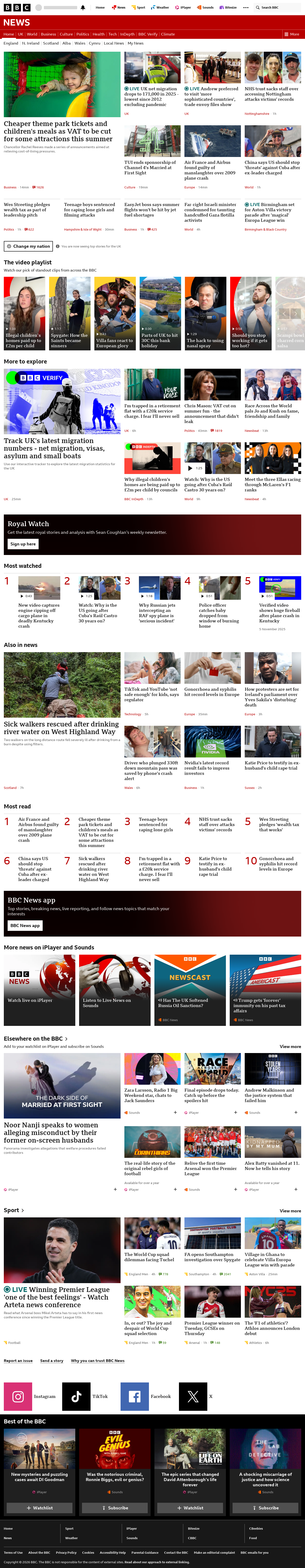 BBC News snapshot from Thursday, 21 May 2026 at 13:00
