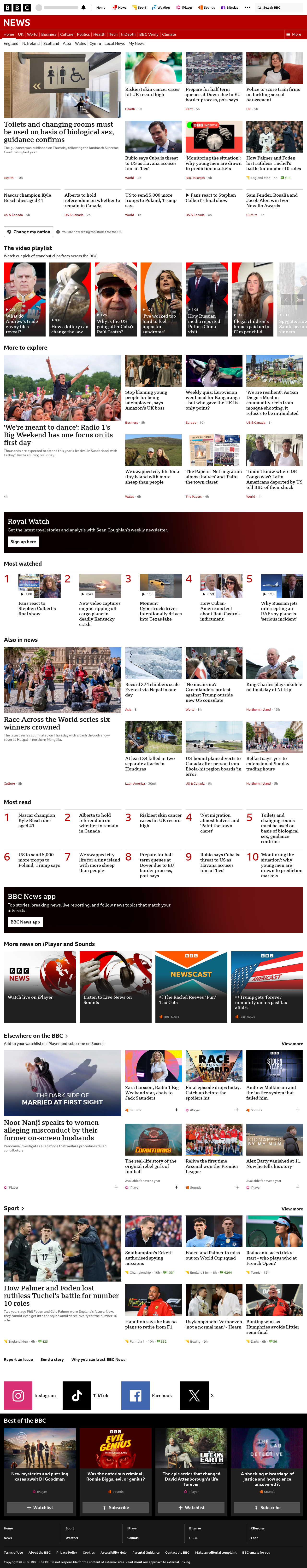 BBC News snapshot from Friday, 22 May 2026 at 05:00