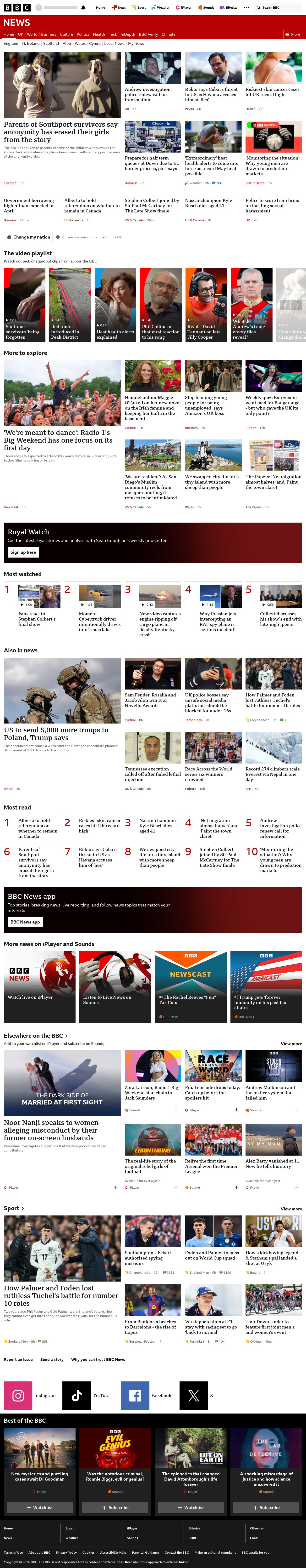 BBC News snapshot from Friday, 22 May 2026 at 07:00