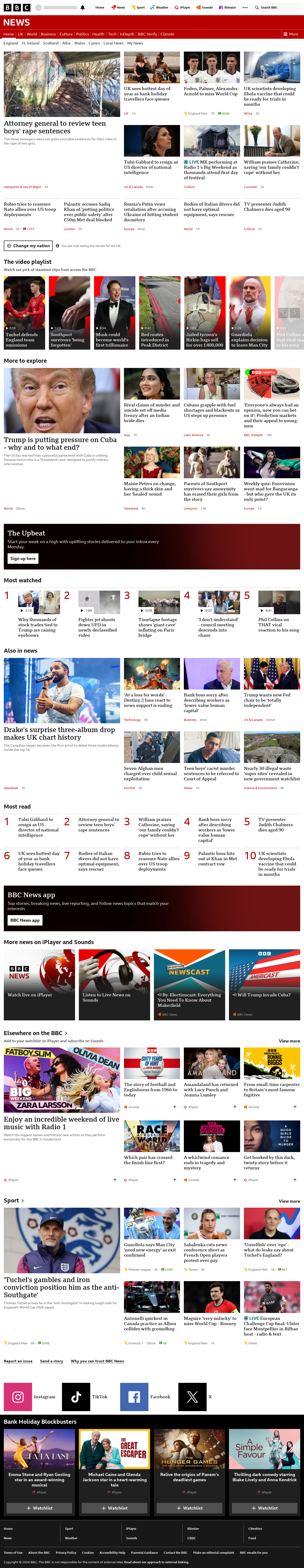BBC News snapshot from Friday, 22 May 2026 at 19:00