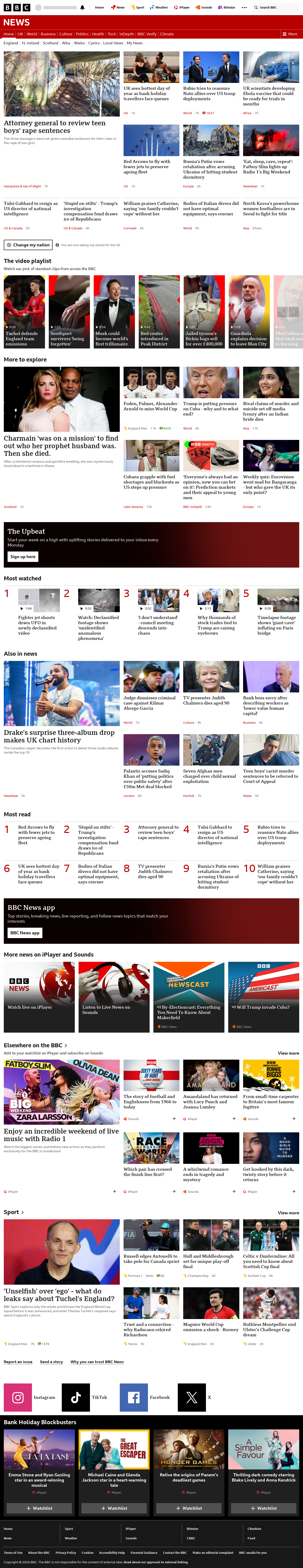 BBC News snapshot from Friday, 22 May 2026 at 23:00