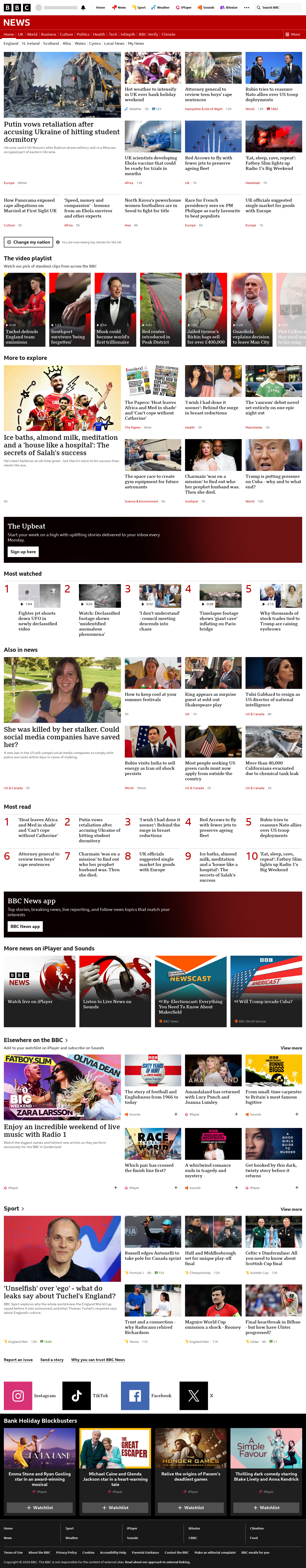 BBC News snapshot from Saturday, 23 May 2026 at 05:00