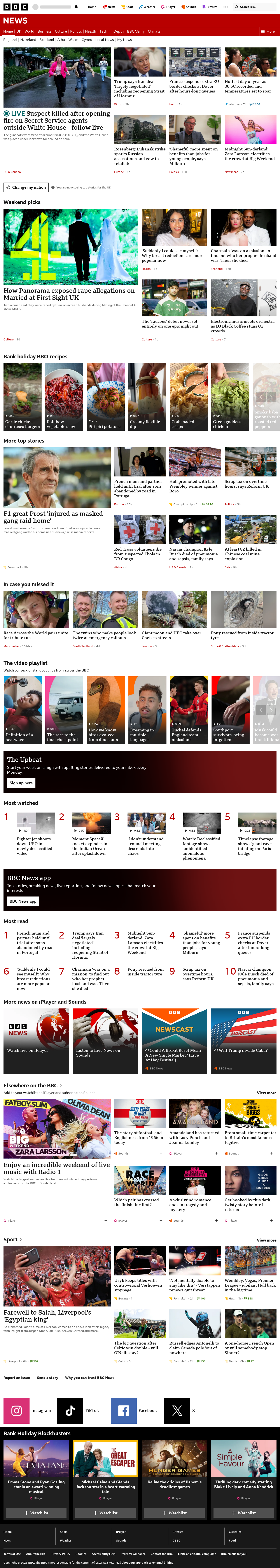 BBC News snapshot from Sunday, 24 May 2026 at 01:00
